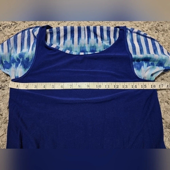 ✨️4/$20. CHICOS Ikat Banded Hem Blouse, Colorful Sheer Sleeve, 0 or S - Picture 12 of 14